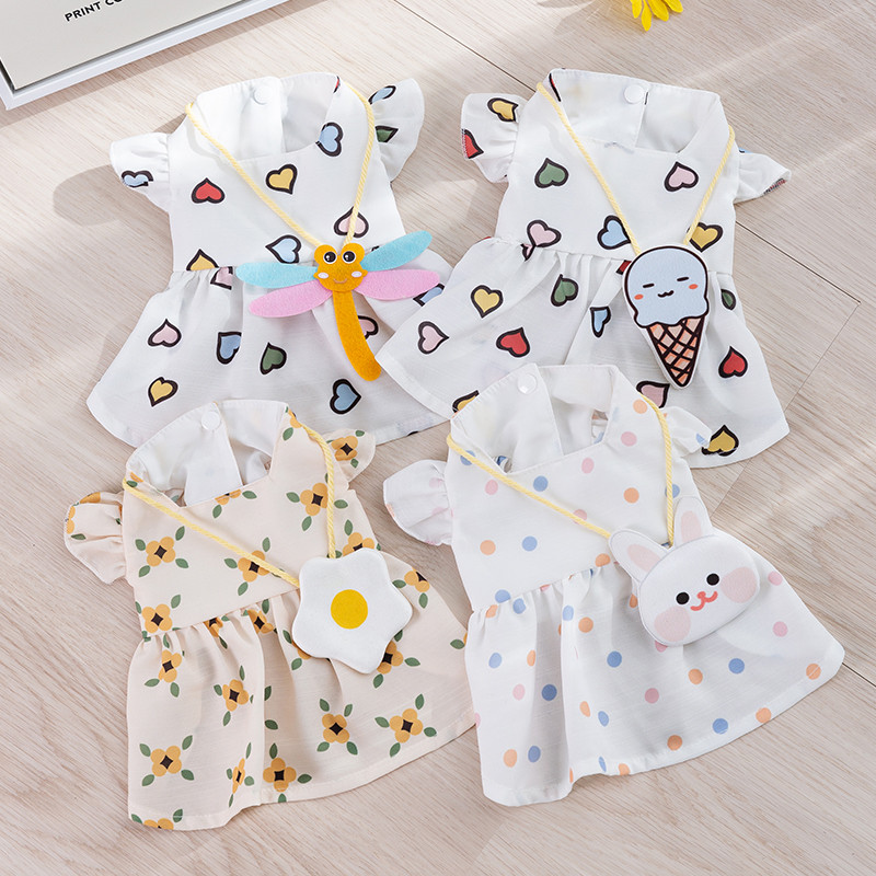 Armastusprint Koerariided Armas kutsika suvekleit Õhuke mängukleit Bichon Jumper Lemmiklooma seelik koos seljakotiga Lemmikloomatarbed