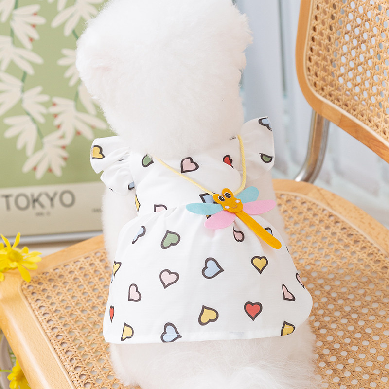 Armastusprint Koerariided Armas kutsika suvekleit Õhuke mängukleit Bichon Jumper Lemmiklooma seelik koos seljakotiga Lemmikloomatarbed