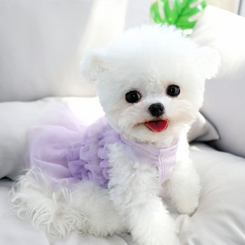Πράσινα ρούχα για κουτάβι Καλοκαιρινό λεπτό φόρεμα Teddy Bichon πουλόβερ Μικρό σκύλο Pet Princess Φούστα Μονόχρωμα ρούχα για σκύλους