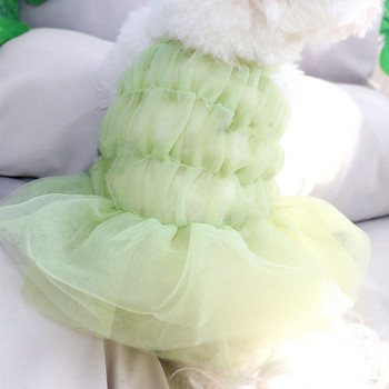 Πράσινα ρούχα για κουτάβι Καλοκαιρινό λεπτό φόρεμα Teddy Bichon πουλόβερ Μικρό σκύλο Pet Princess Φούστα Μονόχρωμα ρούχα για σκύλους