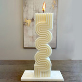 Viļņu staba sveces silikona veidne Ģeometriskā aromātiskā sveču ģipša veidne Viegli noņemama sveķu ziepes roku darbs pelējuma mājas amatniecības dekors