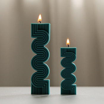 Wave Pillar Candle Силиконова форма Геометрична ароматизирана свещ Гипсова форма Лесно изваждане на формата от смола Сапун Ръчно изработена форма Home Craft Decor