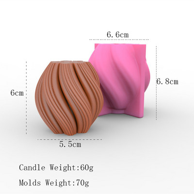Viļņu staba sveces silikona veidne Ģeometriskā aromātiskā sveču ģipša veidne Viegli noņemama sveķu ziepes roku darbs pelējuma mājas amatniecības dekors