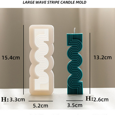 Viļņu staba sveces silikona veidne Ģeometriskā aromātiskā sveču ģipša veidne Viegli noņemama sveķu ziepes roku darbs pelējuma mājas amatniecības dekors