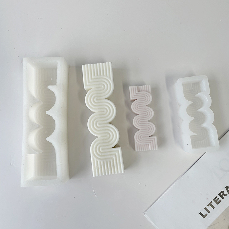 Viļņu staba sveces silikona veidne Ģeometriskā aromātiskā sveču ģipša veidne Viegli noņemama sveķu ziepes roku darbs pelējuma mājas amatniecības dekors