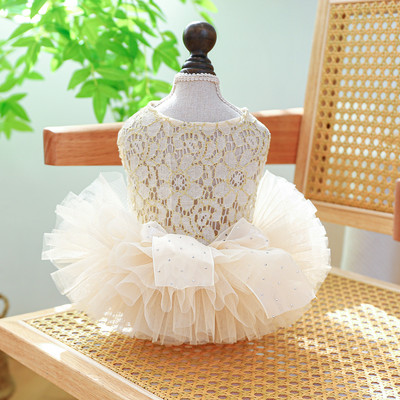 Dogs And Cats Wedding Dress Hollow Out Design Female Pet Puppy Skirt Spring/Summer Clothes Outfit