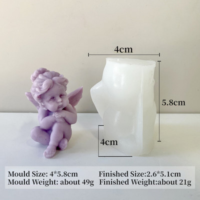 Eņģeļa smaržas sveces silikona veidne spārnota eņģeļu kūka šokolādes ornamenta veidne eņģelis ar rokām darināts ziepju sveces sveķu veidne