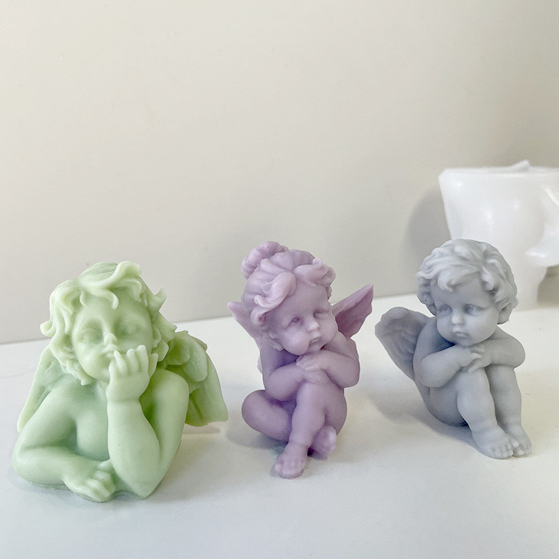 Eņģeļa smaržas sveces silikona veidne spārnota eņģeļu kūka šokolādes ornamenta veidne eņģelis ar rokām darināts ziepju sveces sveķu veidne