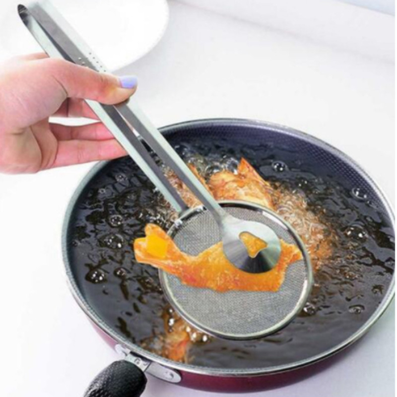 Jauna daudzfunkcionāla filtra karote ar saspraudes Ēdienu virtuves eļļā cepšanai BBQ filtru nerūsējošā tērauda sietiņš Virtuves instrumenti