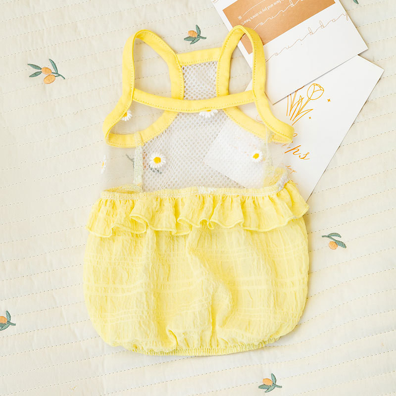 Daisy võrkkleit Lemmikloomakoerte riided Vest koertele Riietus Väikese kirjaga õhuke suvemood kutsikavõrk Suspender Kleit Koerte Riided