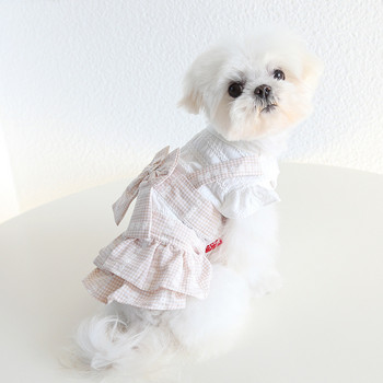 Φούστα για σκύλους και γάτες με φλοράλ και καρό σχέδιο Pet Puppy Ρούχα άνοιξη/καλοκαίρι 2 χρώμα