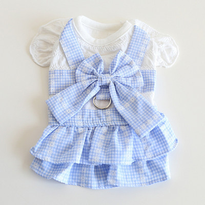 Suņu un kaķu kleita svārki ar ziedu un rūtainu dizainu mājdzīvnieku kucēns pavasara/vasaras apģērbs, 2 krāsu