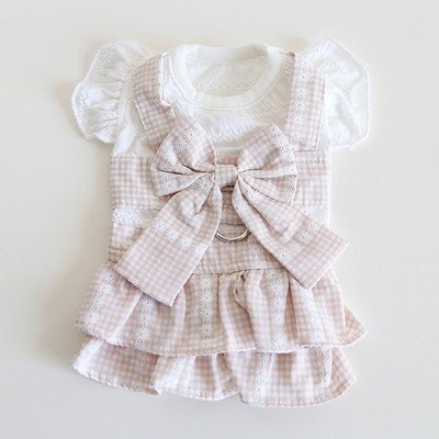 Suņu un kaķu kleita svārki ar ziedu un rūtainu dizainu mājdzīvnieku kucēns pavasara/vasaras apģērbs, 2 krāsu