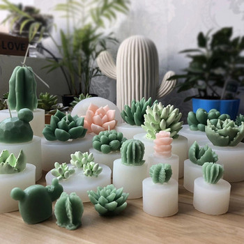 Κερί 3D σιλικόνης Mold Cactus Scented Candle Forms Simulation Succulent Plant Flower Soap Aromatherapy Candle Making Mold Craft