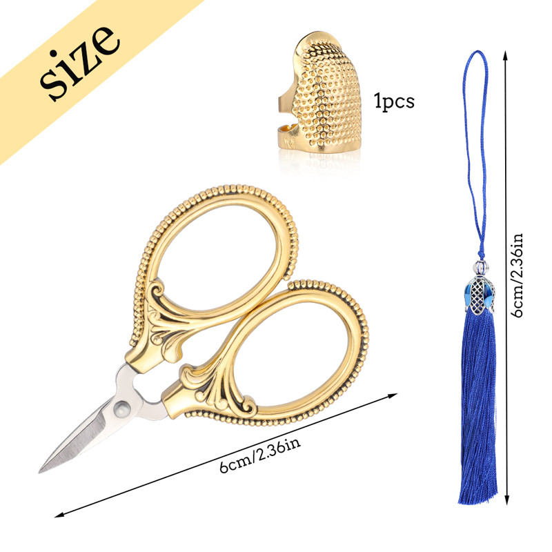 SHWAKK väikesed roostevabast terasest õmbluskäärid koos rätsepakääridega tupsõrmmik DIY vintage tikandikääride jaoks