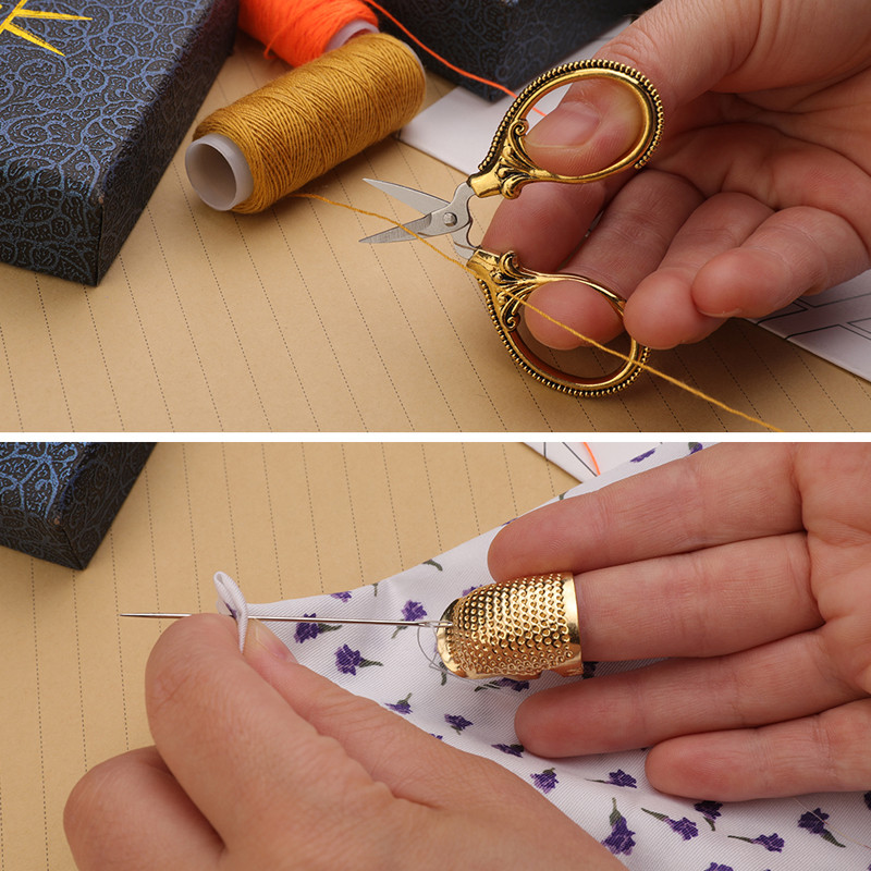 SHWAKK väikesed roostevabast terasest õmbluskäärid koos rätsepakääridega tupsõrmmik DIY vintage tikandikääride jaoks