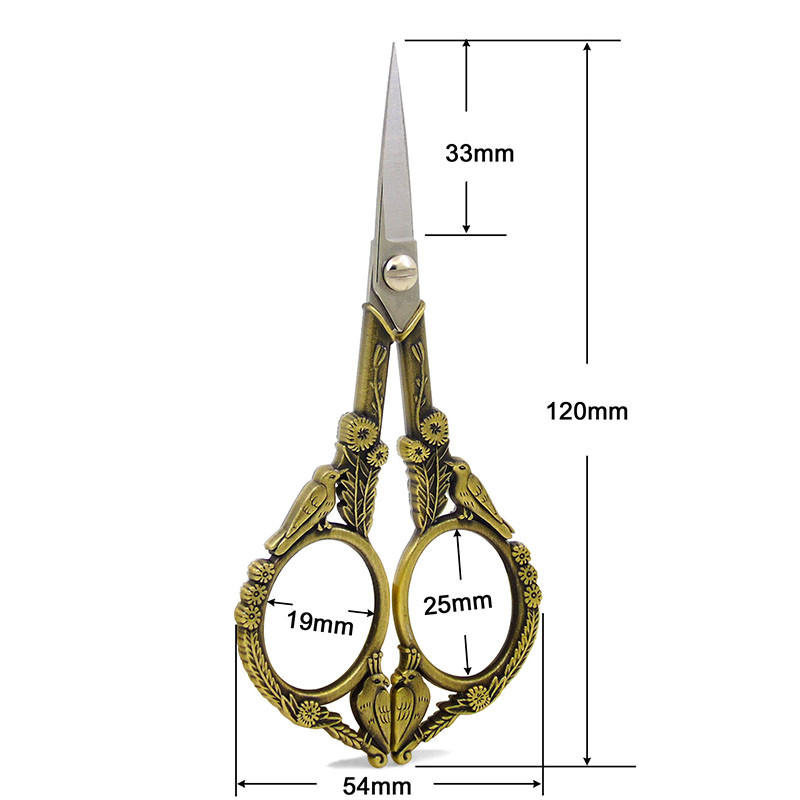1 gab. Nerūsējošā tērauda vintage šķēres putnu ziedu šūšana retro izšūšanas šķēres īsas auduma griezēja dzijas šķēres