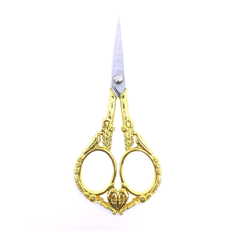 1 gab. Nerūsējošā tērauda vintage šķēres putnu ziedu šūšana retro izšūšanas šķēres īsas auduma griezēja dzijas šķēres