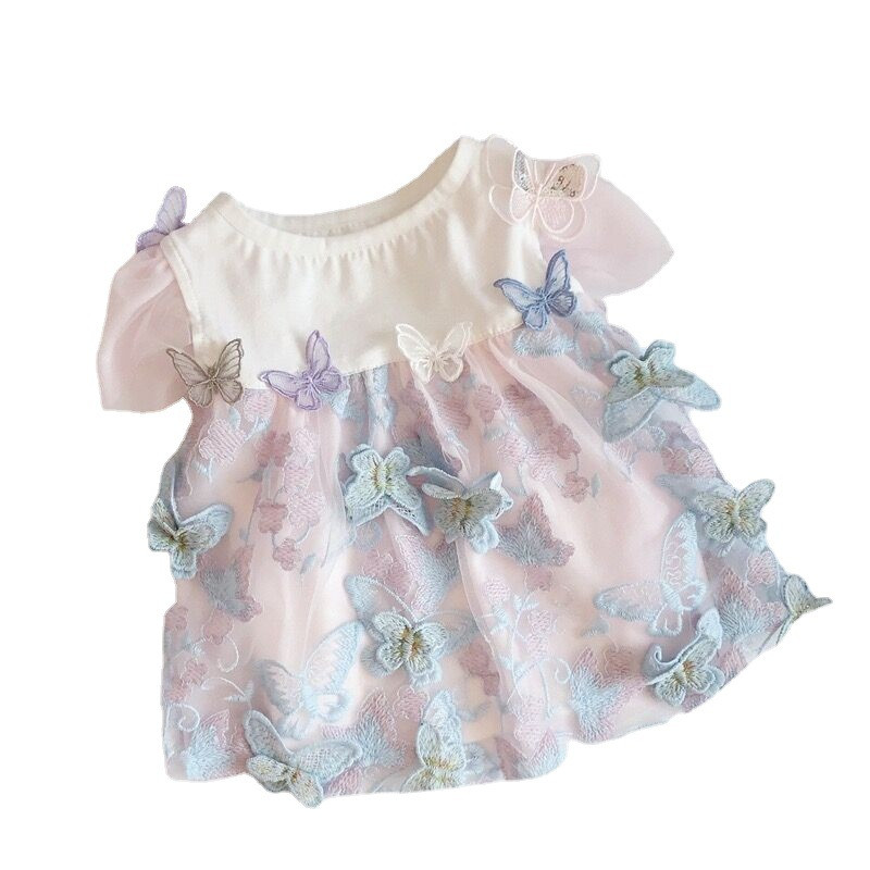 Liblikas seelik Lemmikloomarõivad Koerad Armas kleit koerte riietele Kostüüm Väike prantsuse buldogitrükk Armas suvine roosa tüdruk maskotid