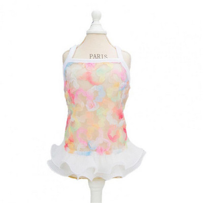 Vasaras mājdzīvnieku drēbes Ziedu kucēnu suns Mežģīnes Princeses Sling Kleita Jauki Bišons Čivavas Bow Suņu Svārki Mājdzīvnieku kostīmi Suņu apģērbi