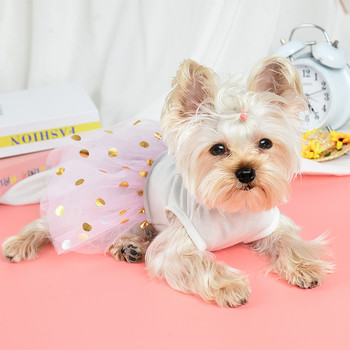YIKEYO Ανοιξιάτικα ρούχα για σκύλους κατοικίδιων ζώων Φόρεμα για σκύλους Μαλακό αναπνεύσιμο χνουδωτό τούλι Μικρό μεσαίο μεγάλο κοστούμι για κατοικίδια σκυλιά φράουλα ροζ