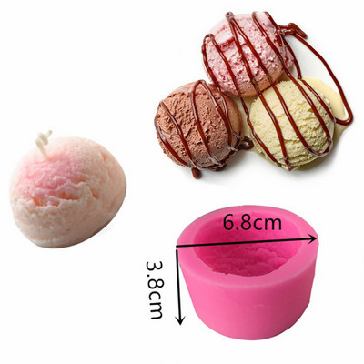 Saldējums, silikona pelējuma aromātisks sveces aromāts akmens ģipša deserta kūka 3D rotājumi sveķu māla pārtikas simulācijas dekorēšana