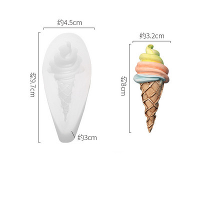 Saldējums, silikona pelējuma aromātisks sveces aromāts akmens ģipša deserta kūka 3D rotājumi sveķu māla pārtikas simulācijas dekorēšana