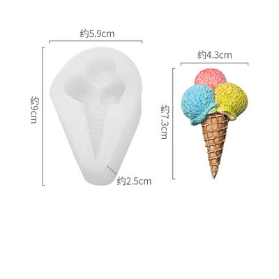 Saldējums, silikona pelējuma aromātisks sveces aromāts akmens ģipša deserta kūka 3D rotājumi sveķu māla pārtikas simulācijas dekorēšana