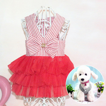 Лятна рокля в корейски стил за домашни любимци Дрехи за кучета Чихуахуа Сватбена елегантна пола Дрехи за кученца Пролетни костюми