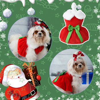 Коледни дрехи за домашни кучета Рокля за малки кучета Cosplay Котешка рокля Изискана принцеса Кученце Рокля Дядо Коледа Пола с лък Костюм за кучета