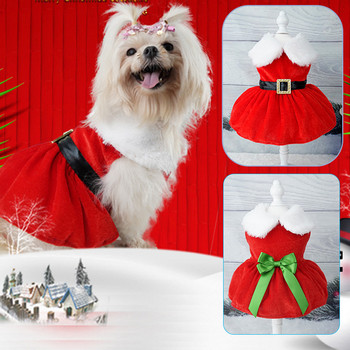 Коледни дрехи за домашни кучета Рокля за малки кучета Cosplay Котешка рокля Изискана принцеса Кученце Рокля Дядо Коледа Пола с лък Костюм за кучета