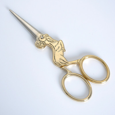 Nerūsējošā tērauda antīkās šķēres melnas un zeltainas 12 dažādu dzīvnieku formas amatniecības šķēres DIY šūšanas piederumi izšūšanas šķēres