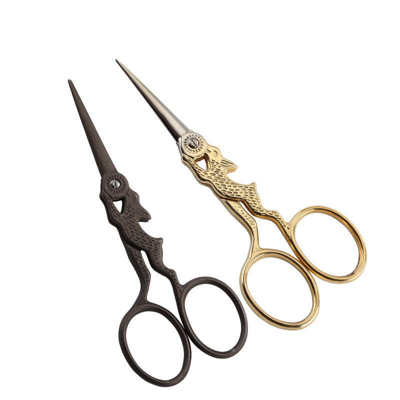 Nerūsējošā tērauda antīkās šķēres melnas un zeltainas 12 dažādu dzīvnieku formas amatniecības šķēres DIY šūšanas piederumi izšūšanas šķēres