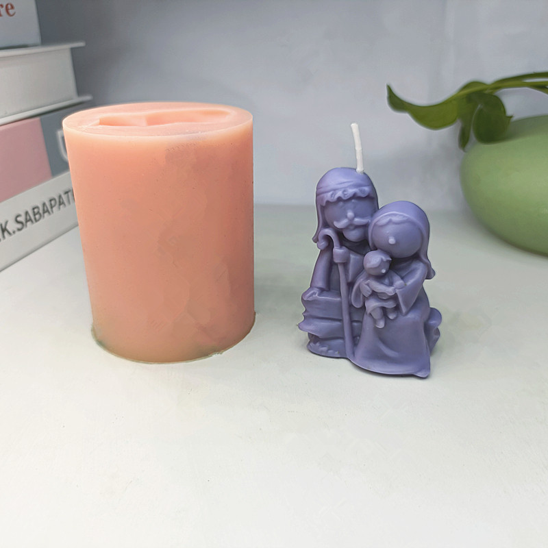 Mini abstraktne Püha pere silikoonküünlavorm Armas 3-liikmeline perekond, käsitsi valmistatud kingitus pulmadeks jõulupühadeks