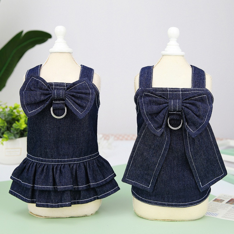 Džinsu suņu kleita Bowknot Džinsi Svārki Pavasaris Vasaras Mājdzīvnieku Apģērbs Kaķis Kucēns Suņu Apģērbs T-krekls Veste Suņu Pavada Pavada Apģērbs Mētelis