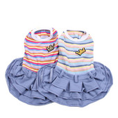 Suņu mājdzīvnieku apģērbi Kleita Svītraina kroņa dizains Kaķu kucēna svārki Pavasara/vasaras apģērbi Apģērbs