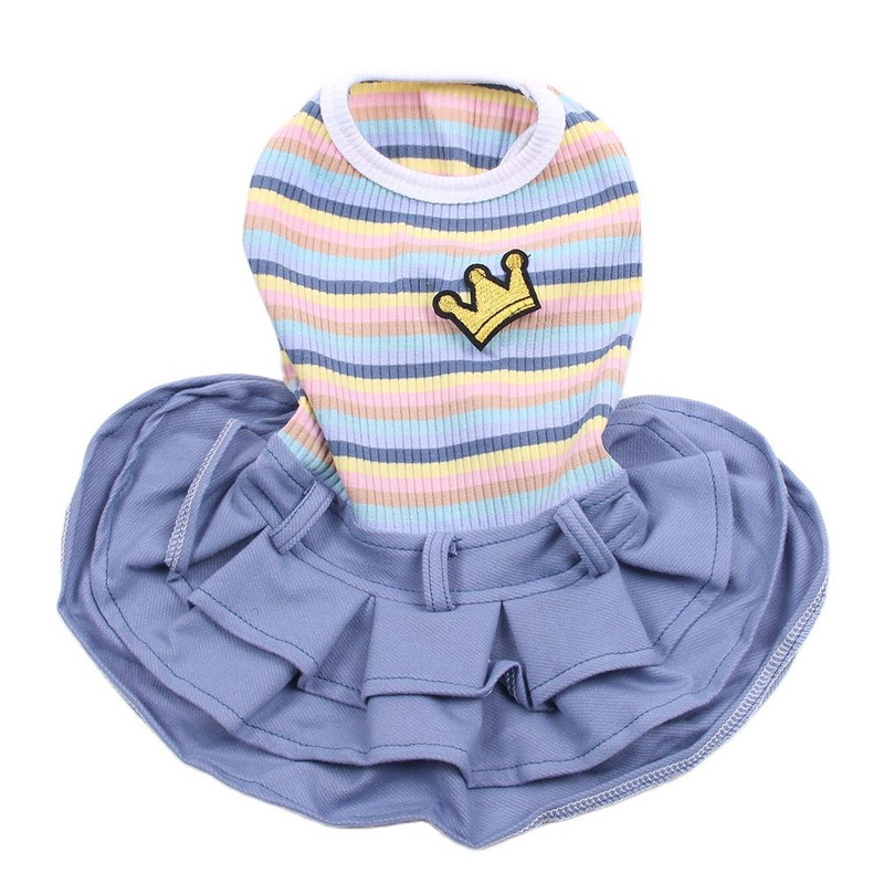 Suņu mājdzīvnieku apģērbi Kleita Svītraina kroņa dizains Kaķu kucēna svārki Pavasara/vasaras apģērbi Apģērbs
