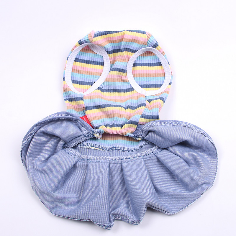 Suņu mājdzīvnieku apģērbi Kleita Svītraina kroņa dizains Kaķu kucēna svārki Pavasara/vasaras apģērbi Apģērbs