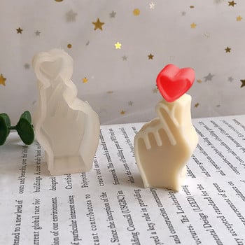 3D Mini Heart Gesture Candle Mould Silicone DIY Geometry Candle Maker Σοκολατένιο γύψο Χειροποίητο καλούπι ρητίνης σαπουνιού Διακόσμηση σπιτιού