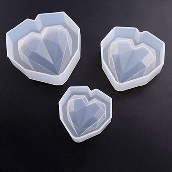 3D диамантени форми за сапун Love Heart Shape Свещ силиконова форма Декорация на торта Шоколадова бисквитка Мъфин Инструмент за печене Форма за десерт