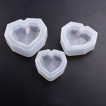 3D диамантени форми за сапун Love Heart Shape Свещ силиконова форма Декорация на торта Шоколадова бисквитка Мъфин Инструмент за печене Форма за десерт