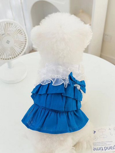 Mājdzīvnieku suņiem Apģērbi Svārki Vasaras Mājdzīvnieku Suņi Zila Kleita Kūka Svārki Kucēns Maziem Vidējiem Suņiem Franču buldogs Čivava Tedijs Bišons