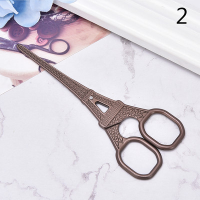 1gab Mājsaimniecības šķēres apzeltītas Eifeļa torņa auduma šķēres Diy Retro nerūsējošā tērauda apzeltītas šūšanas šķēres