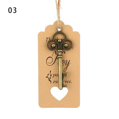 Favor Supplies Virtuvės įrankių aksesuarai Vintažinis raktas butelių atidarytuvas Alaus atidarytuvas Vestuvių dekoras Vyno raktų pakabukas Suvenyras