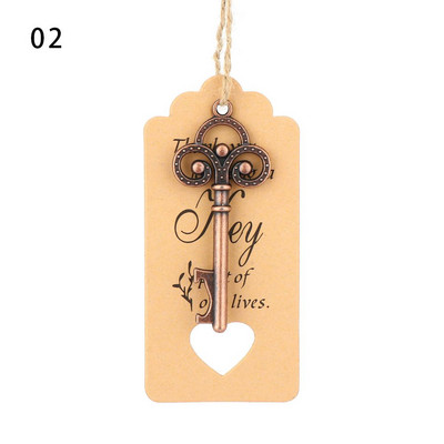 Favor Supplies Virtuvės įrankių aksesuarai Vintažinis raktas butelių atidarytuvas Alaus atidarytuvas Vestuvių dekoras Vyno raktų pakabukas Suvenyras