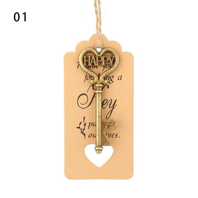 Favor Supplies Virtuvės įrankių aksesuarai Vintažinis raktas butelių atidarytuvas Alaus atidarytuvas Vestuvių dekoras Vyno raktų pakabukas Suvenyras