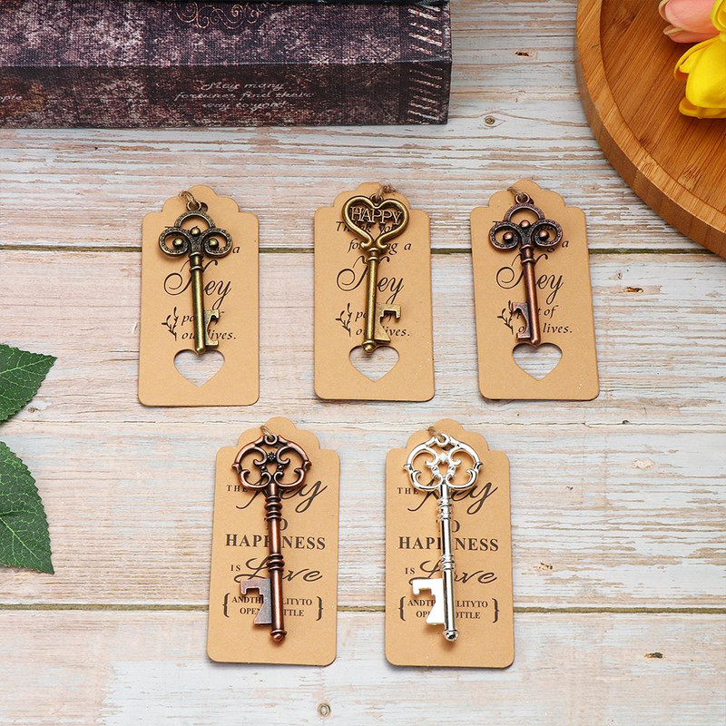Favor Supplies Virtuvės įrankių aksesuarai Vintažinis raktas butelių atidarytuvas Alaus atidarytuvas Vestuvių dekoras Vyno raktų pakabukas Suvenyras