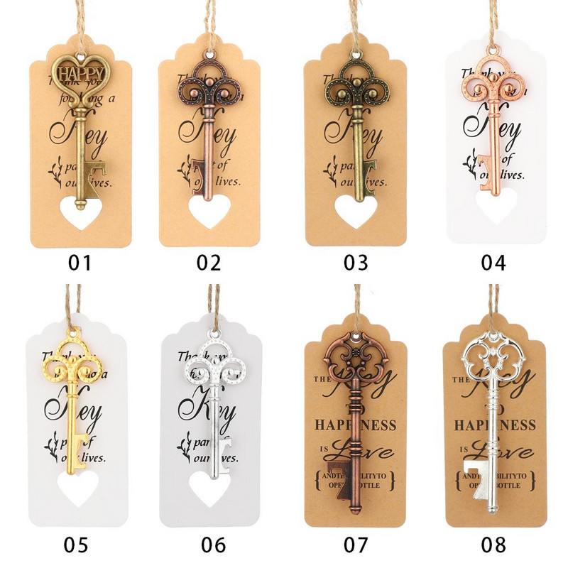 Favor Supplies Virtuvės įrankių aksesuarai Vintažinis raktas butelių atidarytuvas Alaus atidarytuvas Vestuvių dekoras Vyno raktų pakabukas Suvenyras