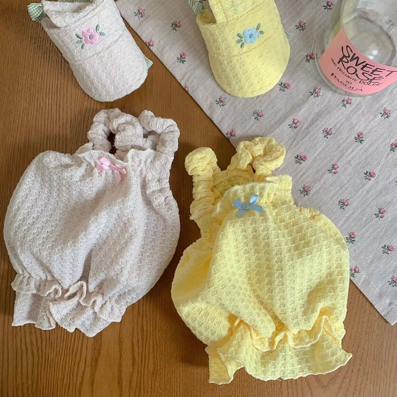 Mazie suņu bikšturi Dzelteni suņa svārki vasaras mājdzīvnieku apģērbi nekā lāča kleita kucēns Foršs džemperis, jauki mājdzīvnieku piederumi