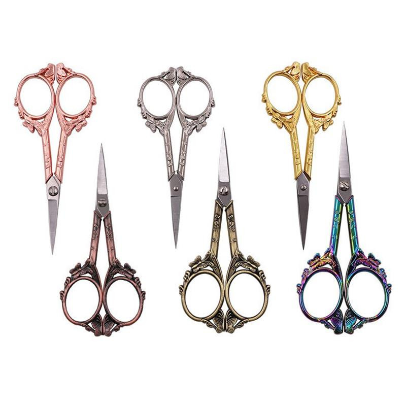 Retro rokdarbu šķēres, antīkas, vintage diegu izšūšanas šķēres šūšanas piederumiem, nerūsējošā tērauda šķēres.